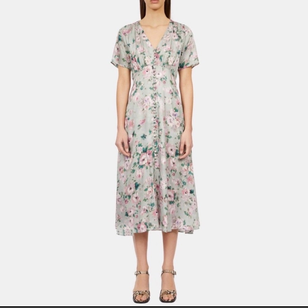 The Kooples Flowing Flowers Floral Midi Dress